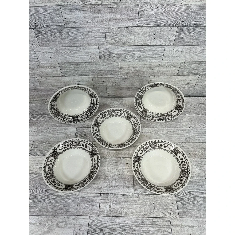 Set of 5 Royal China Hampshire Brown Floral 6.25